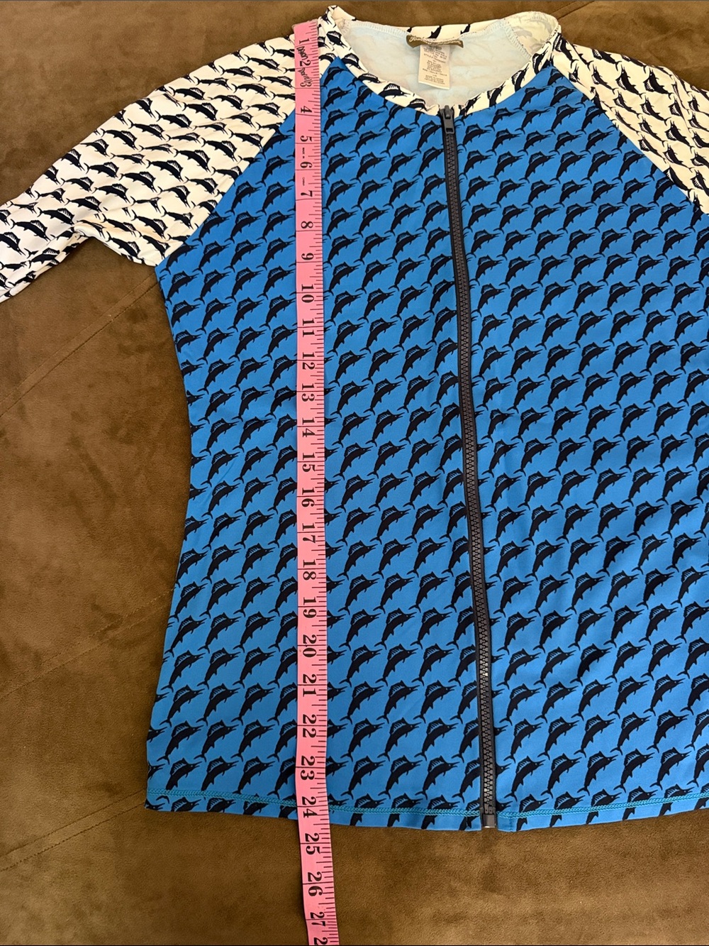 Tommy Bahama Blue Marlin Zip-Front Swim Rash Guard Top UPF 50+ - Picture 7 of 7